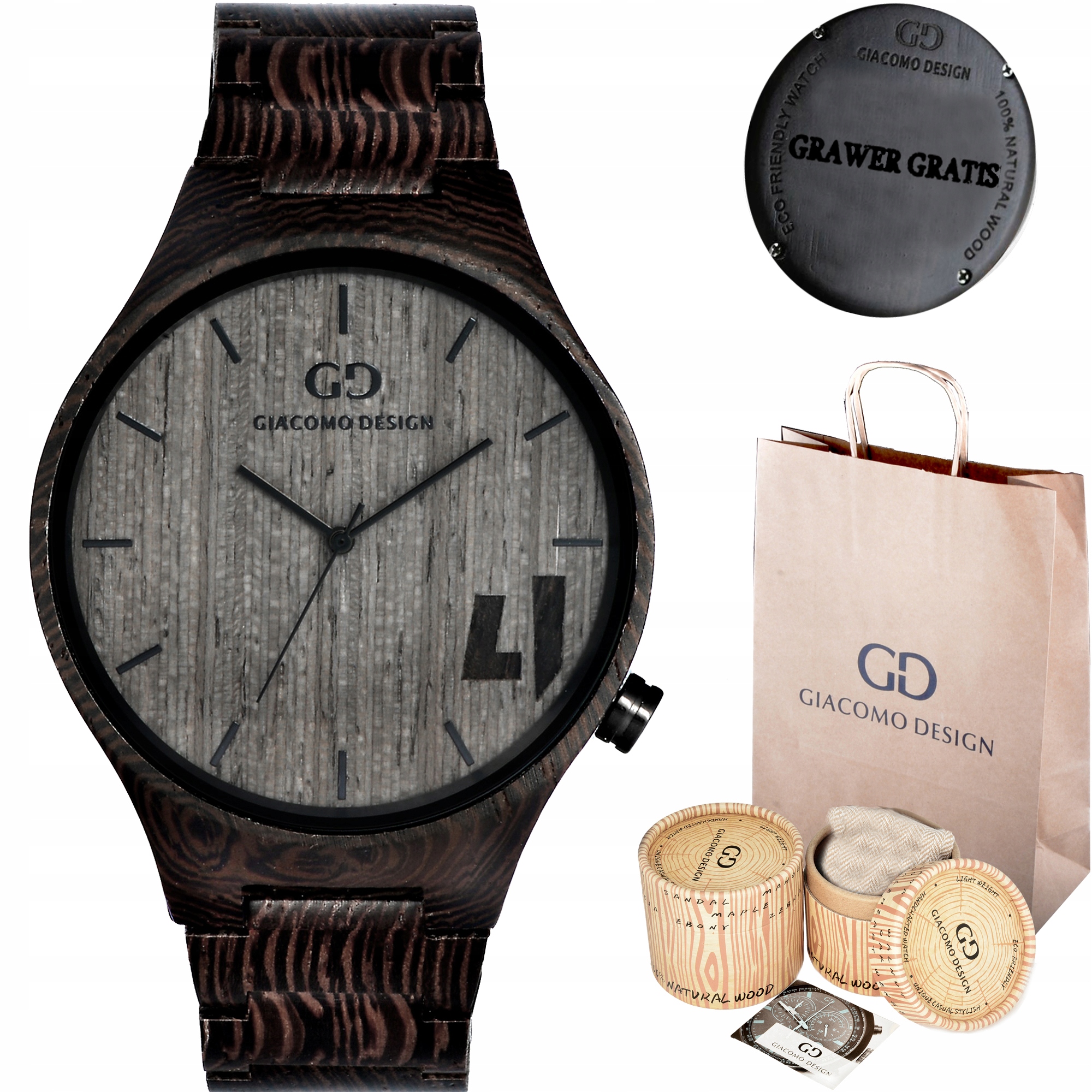 Pánské hodinky - Drevené pánske hodinky Giacomo Design Gd08 5 Vzor
