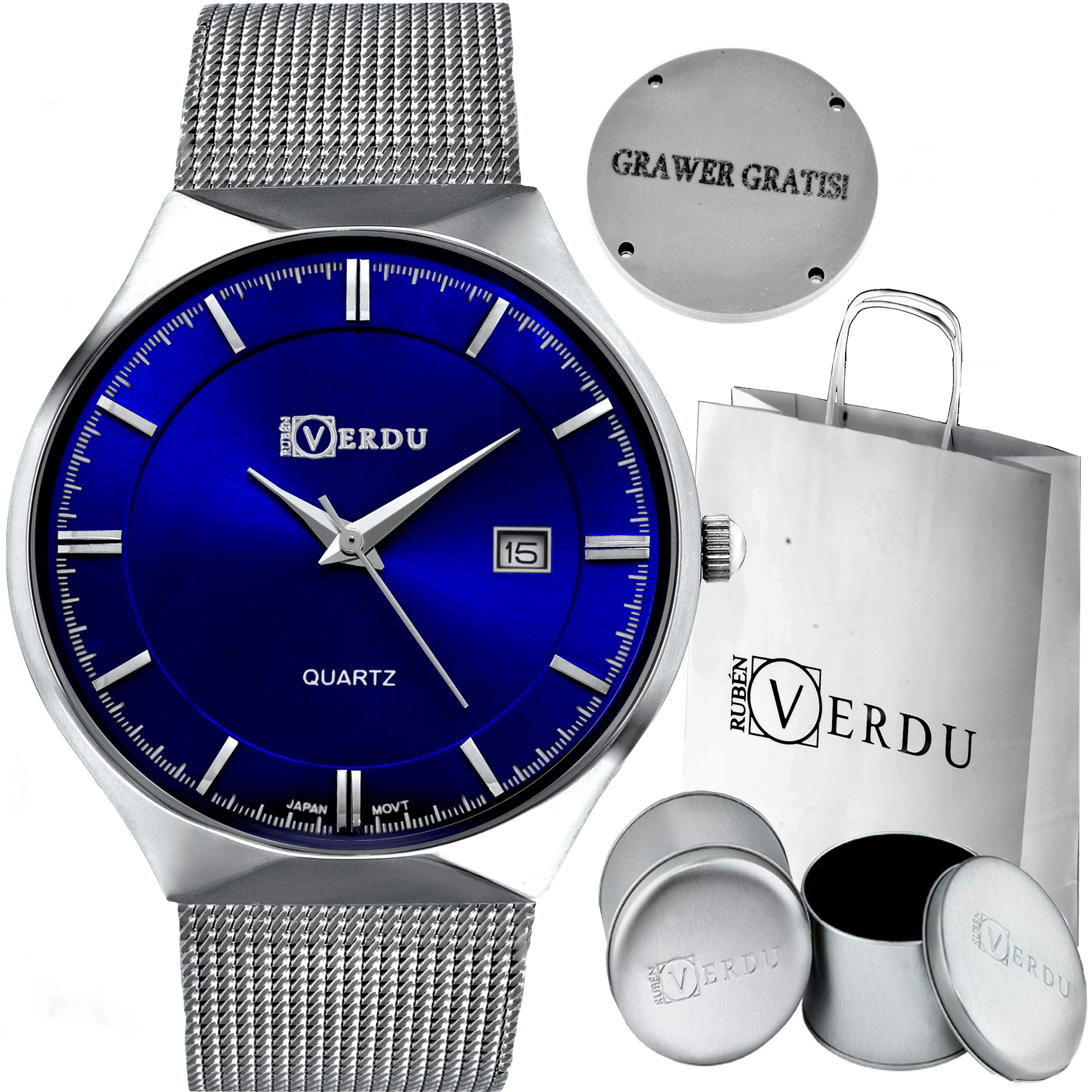 Pánské hodinky - Pánske hodinky na ruke Ruben Verdu Silver Mesh