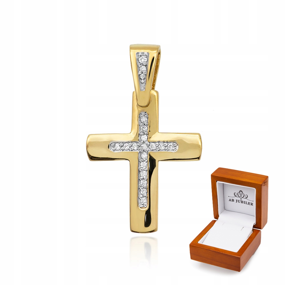 Zlato 585 krížový prívesok s darčekmi diamantov
