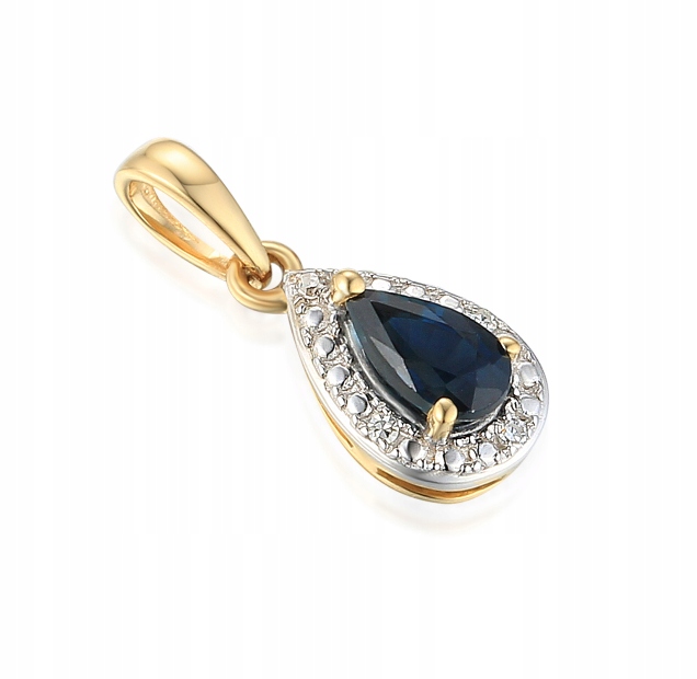 Zlatý prívesok 585 Slza Sapphire Diamonds darček