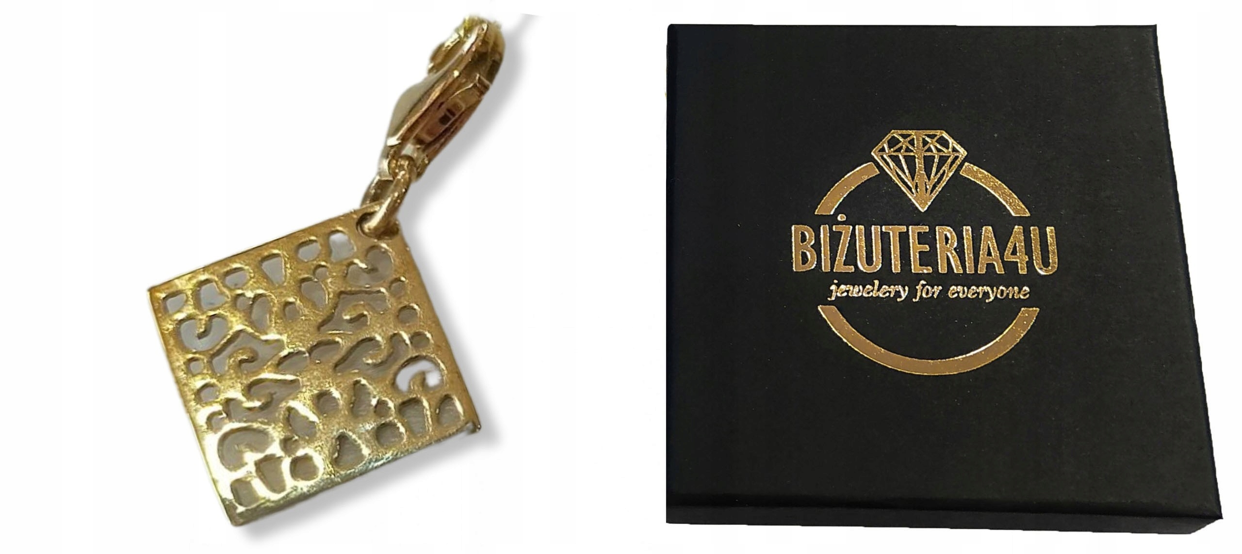 Golden Pendant Charms Openwork Square PR 333