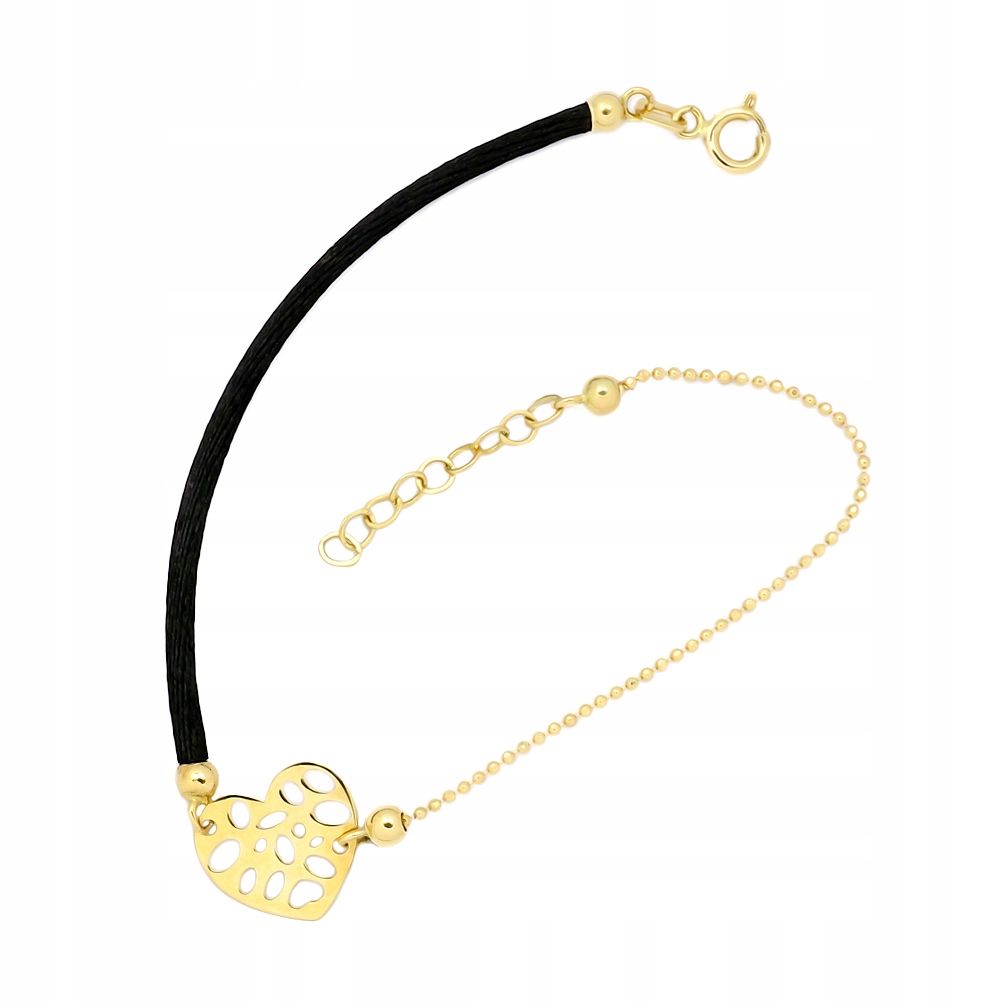 Zlatý náramok retiazka BLACK STRING HEART