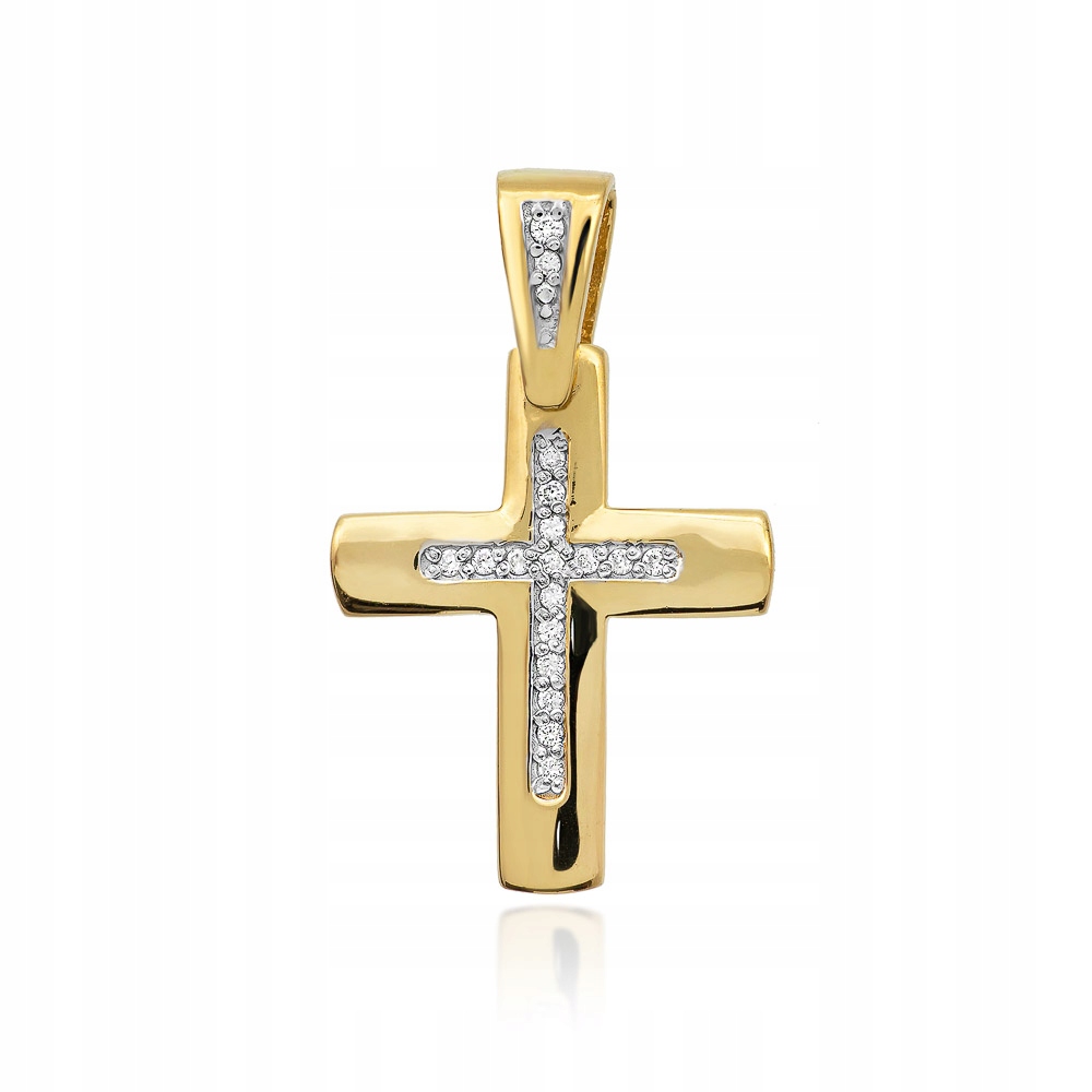 Zlatý prívesok kríž s diamantmi 585 diamantov