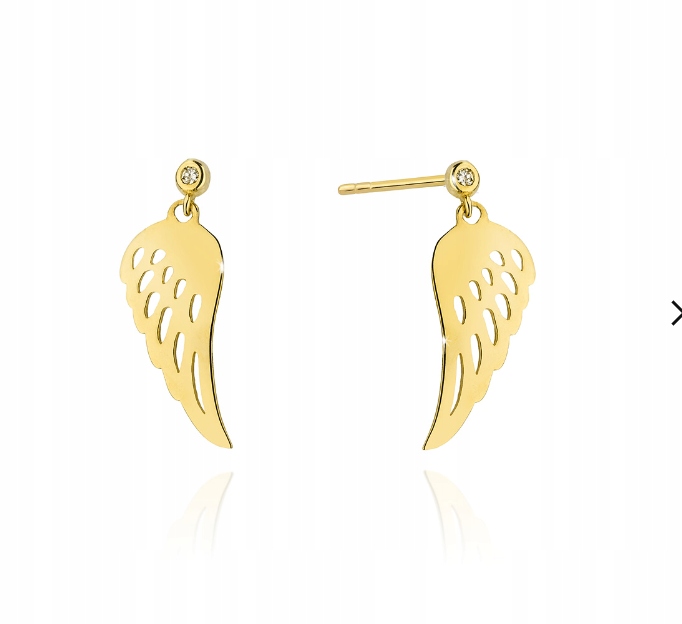 Zlaté 585 náušnice Angel Wings Diamonds Stud