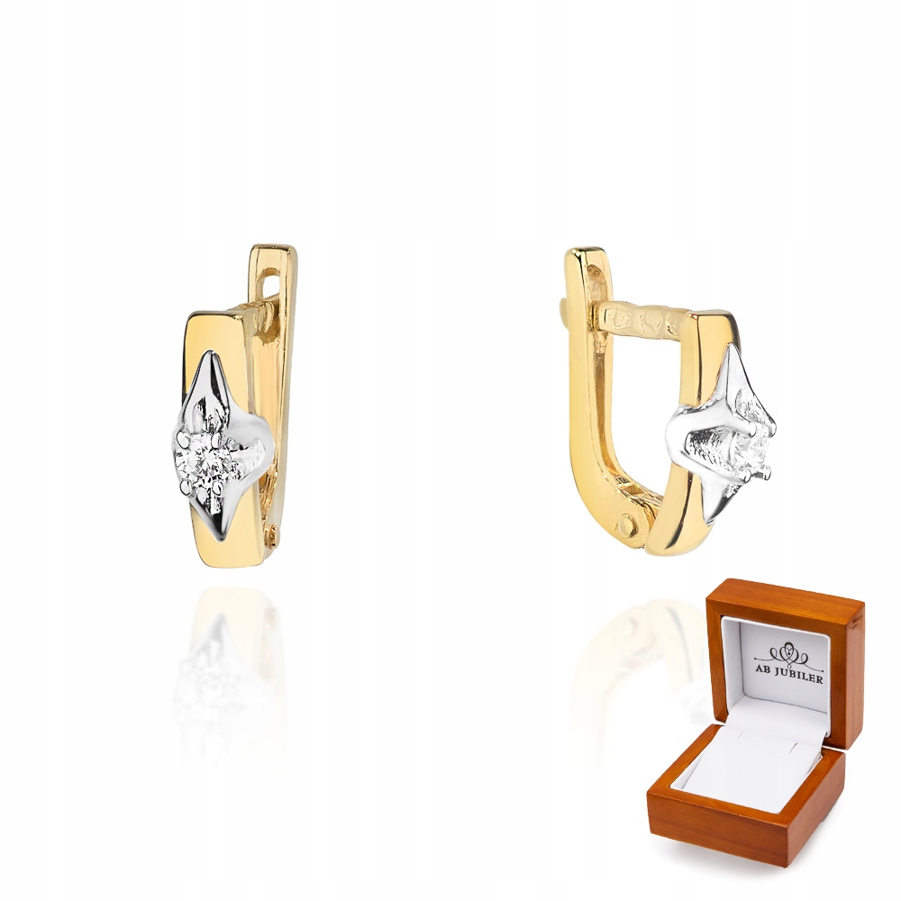 Zlaté elegantné 585 Diamantové náušnice