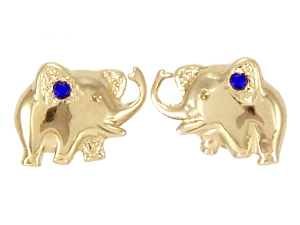 ZLATÉ NÁUŠNICE SAPPHIRE ELEPHANT LUCKY COMMUNION 24