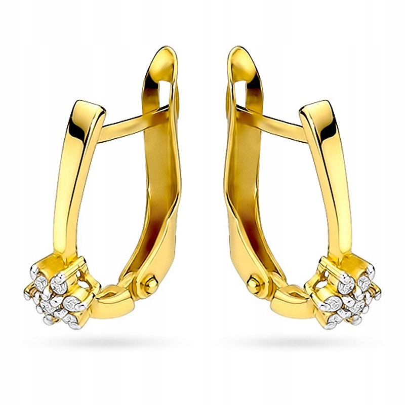 Zlaté NÁUŠNICE anglické zapínanie BRYLANTY 0,12ct