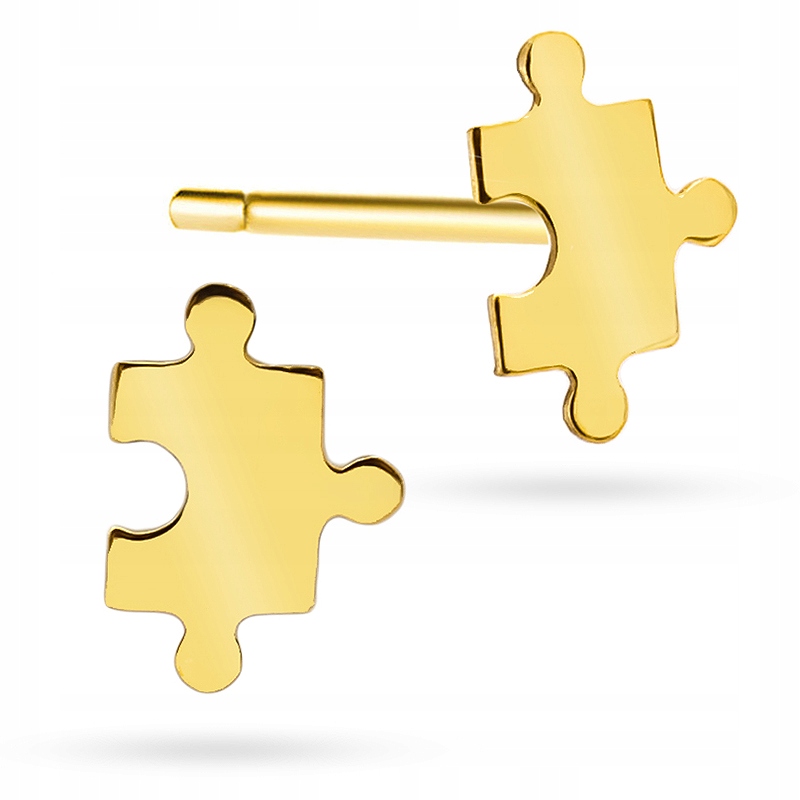 Zlaté náušnice Celebrity Puzzel pre darček PR 585