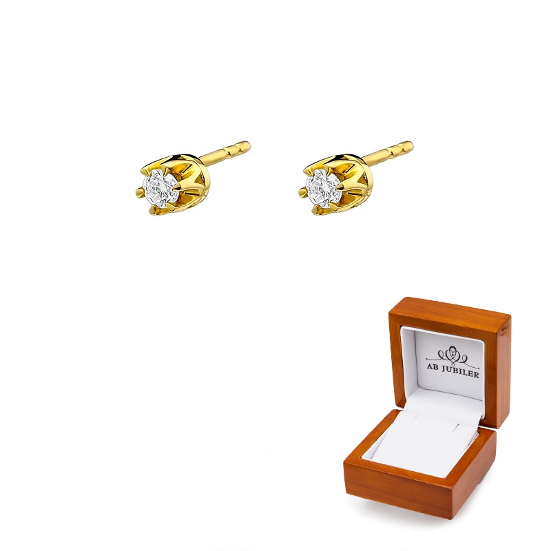 Zlaté náušnice Diamond Test 585 tyčinky 0,16ct