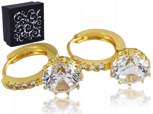 Zlaté náušnice Swarovski kryštály Ange box