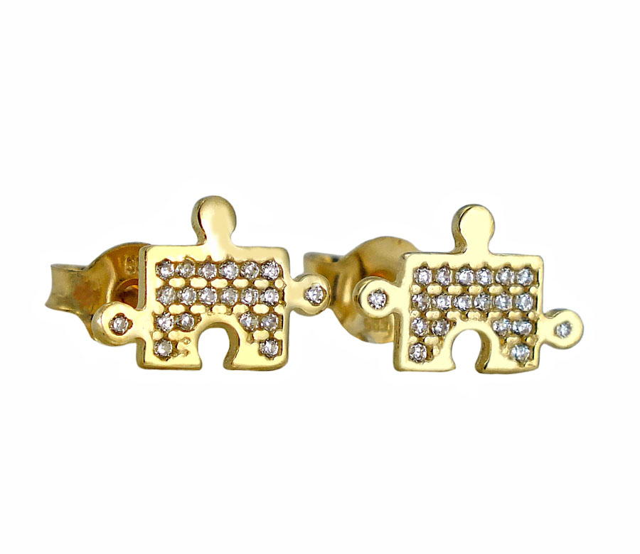 Puzzle so zlatými náušnicami so zirkónom - pr. 585