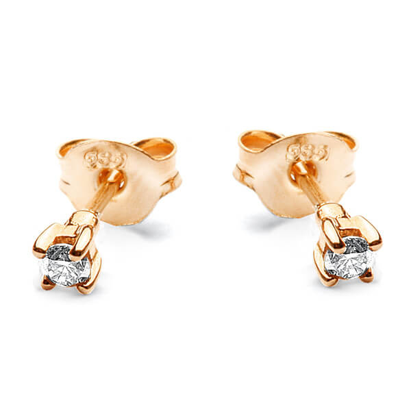 Zlaté náušnice s diamantmi 0,05 ct 585
