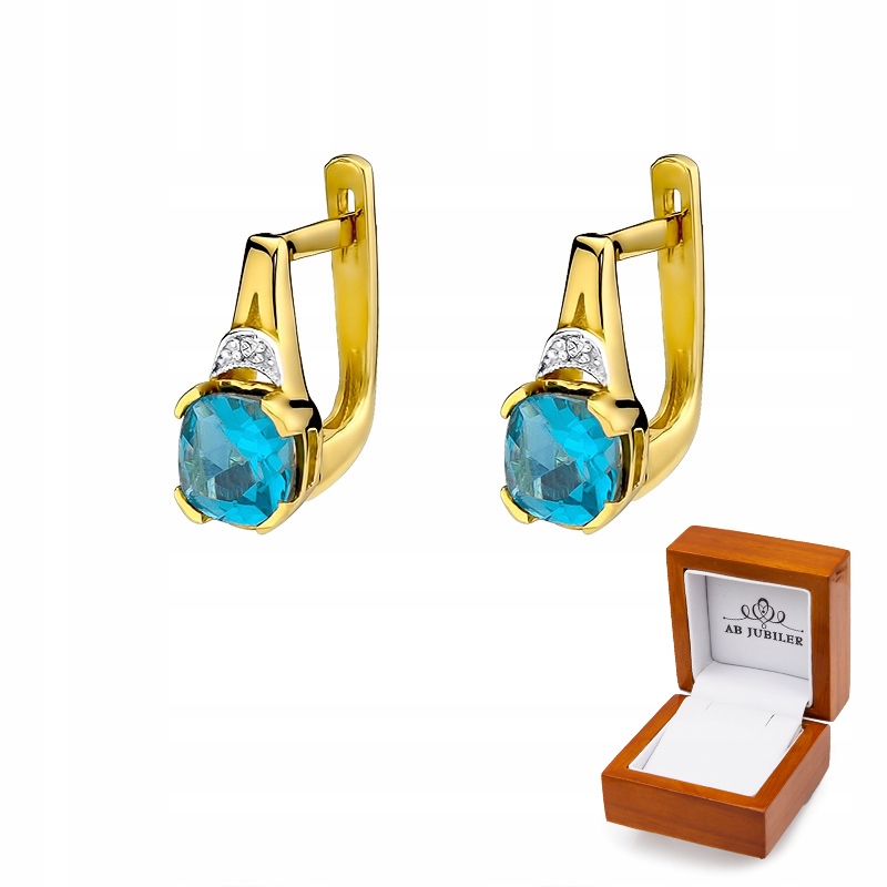 Zlaté náušnice s testom Topaz a Diamonds 585