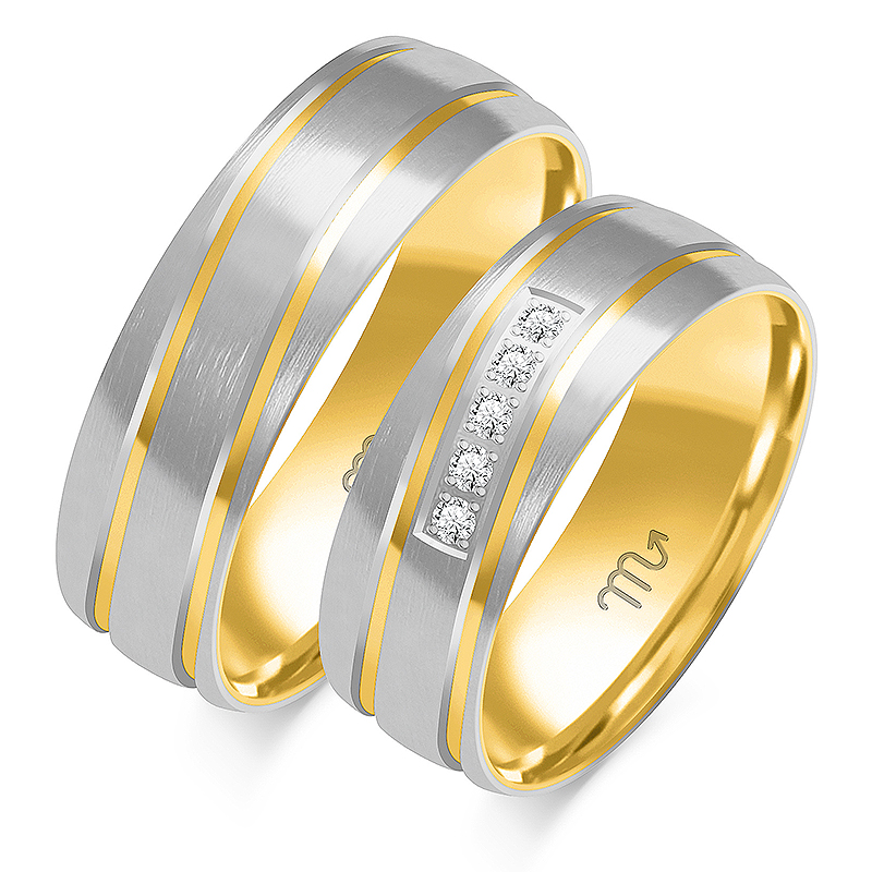 Zlaté svadobné obrúčky 14K ZIRCONIA OP-37