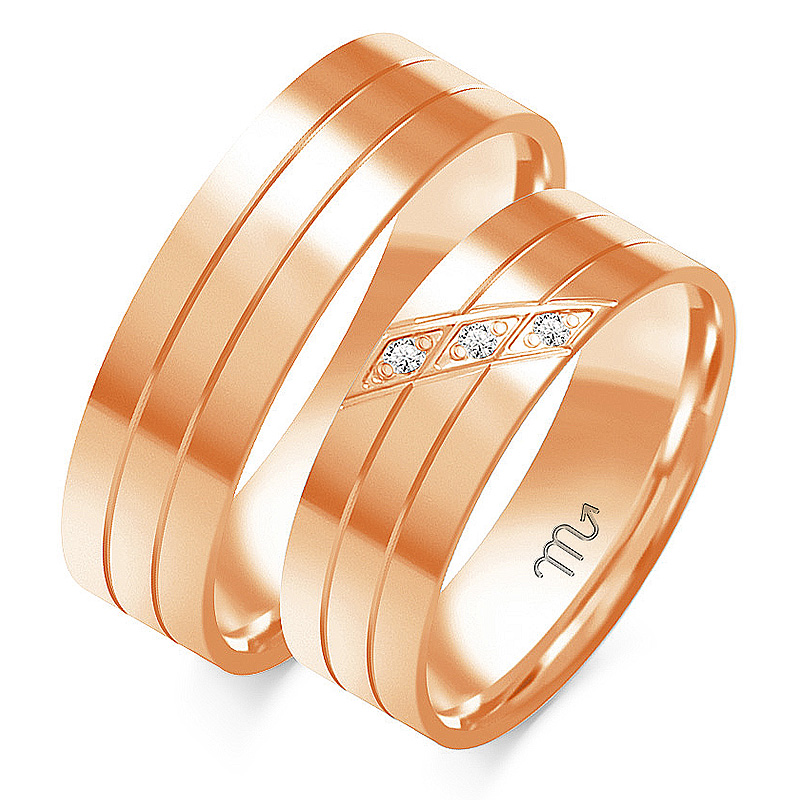 Zlaté svadobné obrúčky DIAMANTY PREMIUM MODEL OE-27C