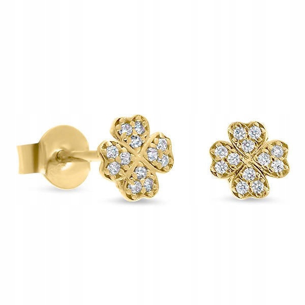 Zlaté náušnice 333 Clover pre ňu 7 mm skrutky