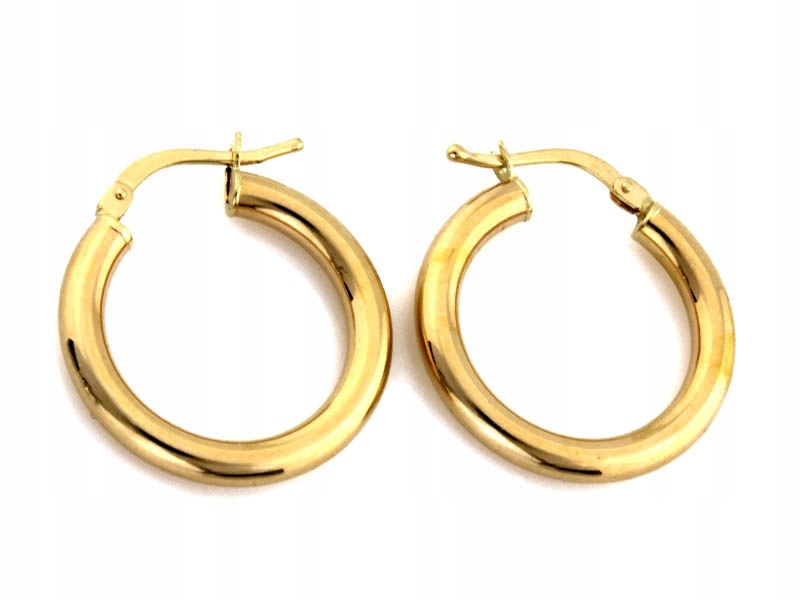 Zlaté náušnice 585 Hrubé hladké kolesá 23 mm