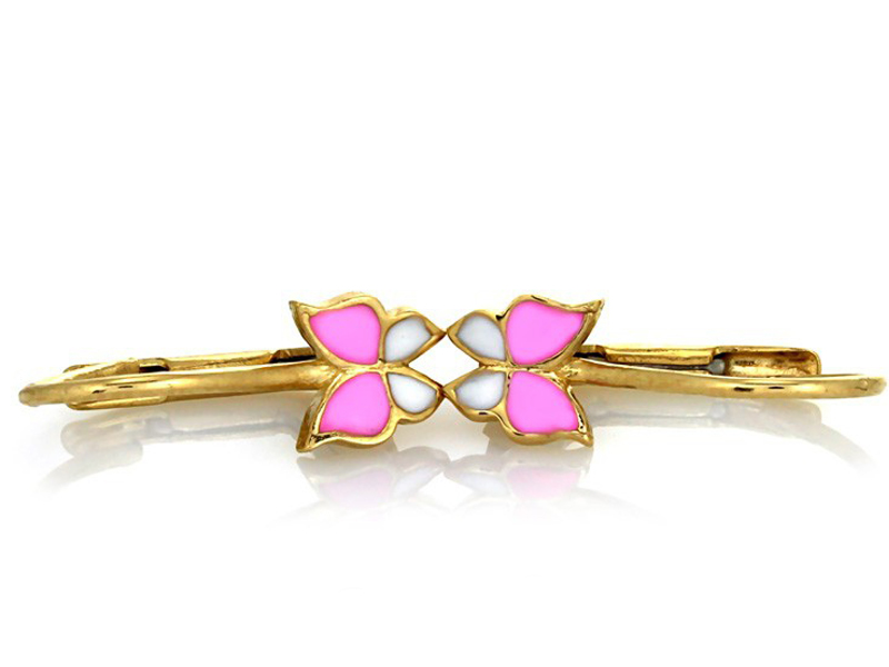 Zlaté náušnice 585 Pink Butterflies 0,87 g
