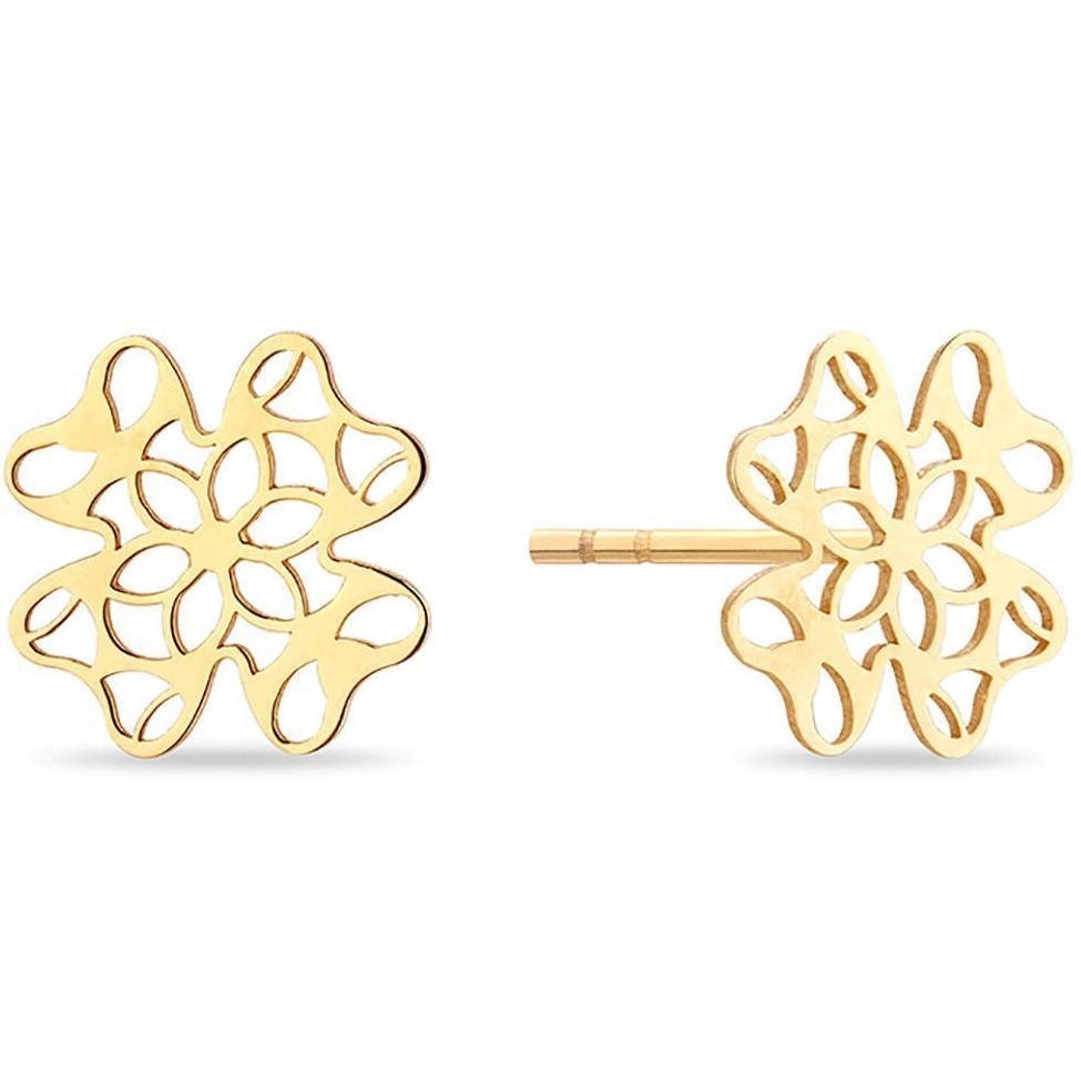 Zlaté náušnice celebrita 333 Openwork Clover