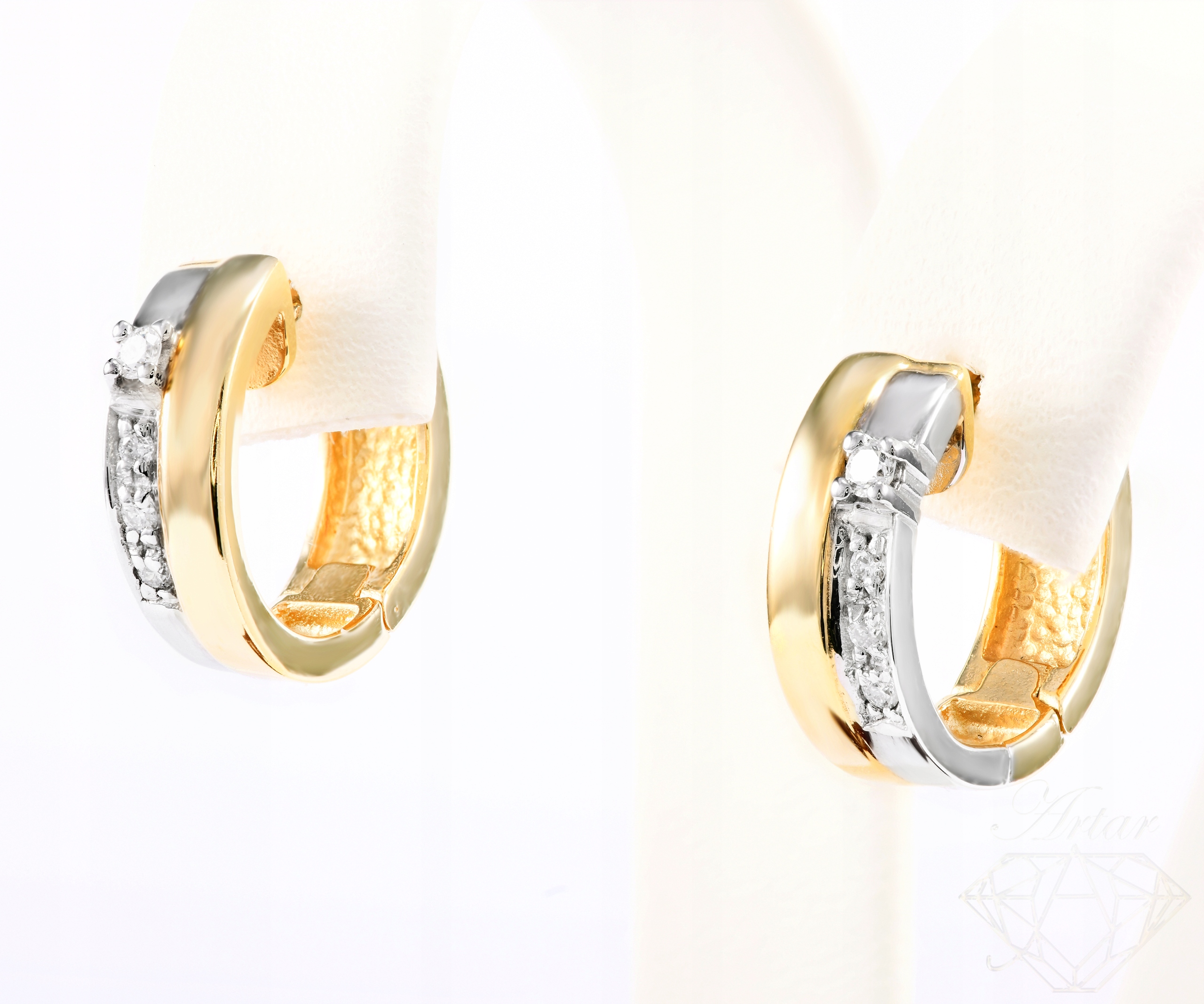 Zlaté náušnice diamanty 0,06ct 585 Varšava!