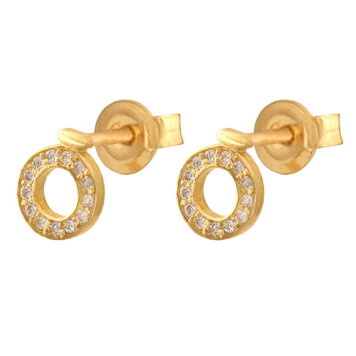 Zlaté náušnice, kruh 6,6 mm, 585 zirkónov