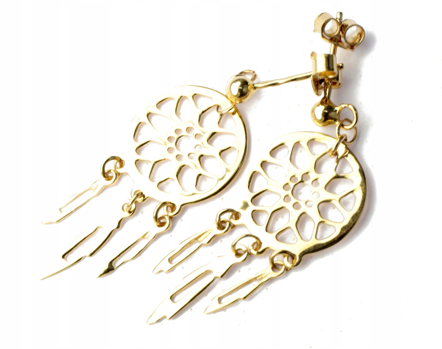 Zlaté náušnice Dream Catcher Movely Feathers Stick