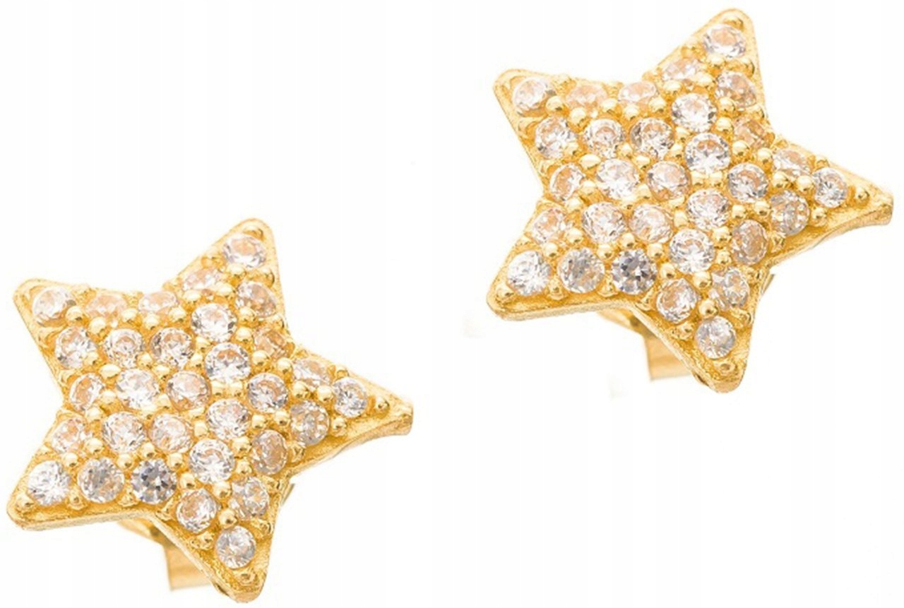 Zlaté náušnice pr. 585 Hviezdičky drahokamy stud