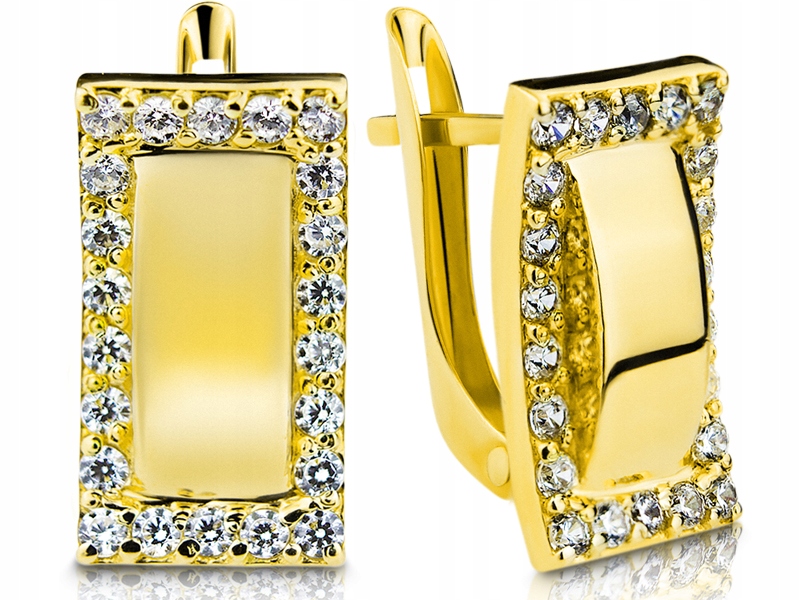 Zlaté náušnice so Swarovski kubickými zirkónmi (585)