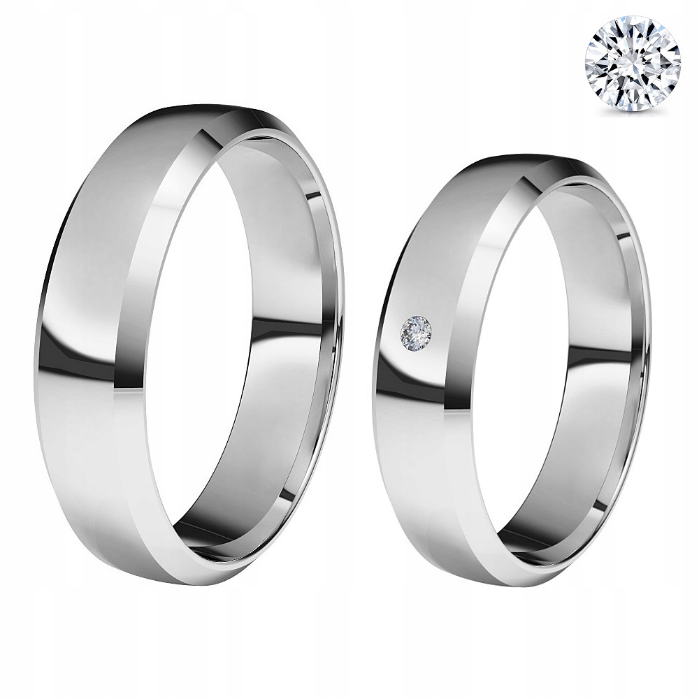 Zlaté prstene, skosené, 5 mm pr. 585 diamant