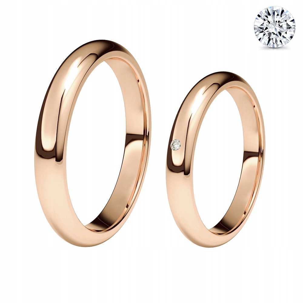 Zlaté klasické prstene, diamant 3 mm pr. 333