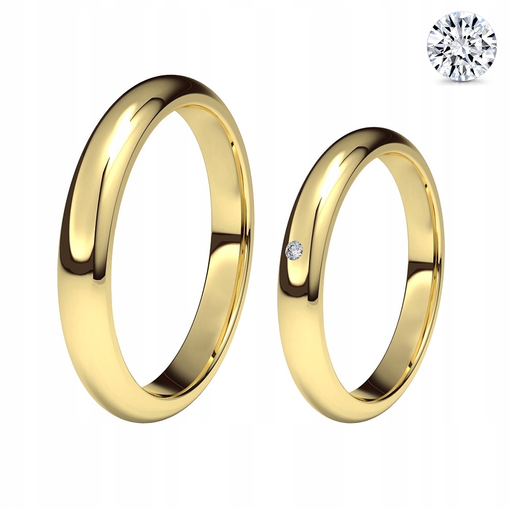 Zlaté klasické prstene 3 mm pr. 585 diamant