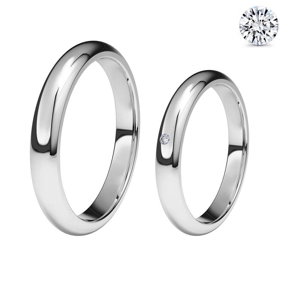 Zlaté svadobné obrúčky biely diamant 3 mm pr. 333