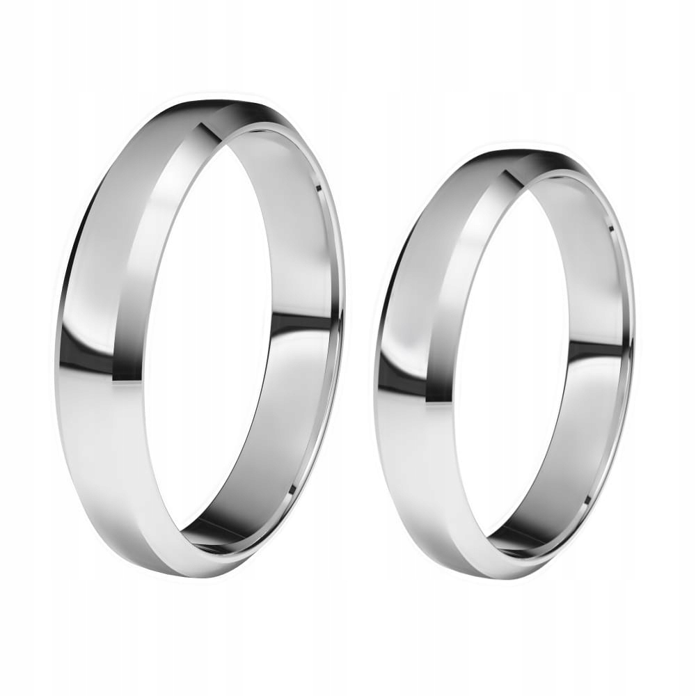 Zlaté svadobné obrúčky, skosené, 4 mm, pr. 585, biele