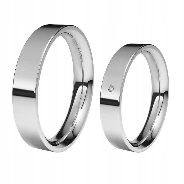 Zlaté svadobné obrúčky, 4 mm, ploché, pr. 585, biele
