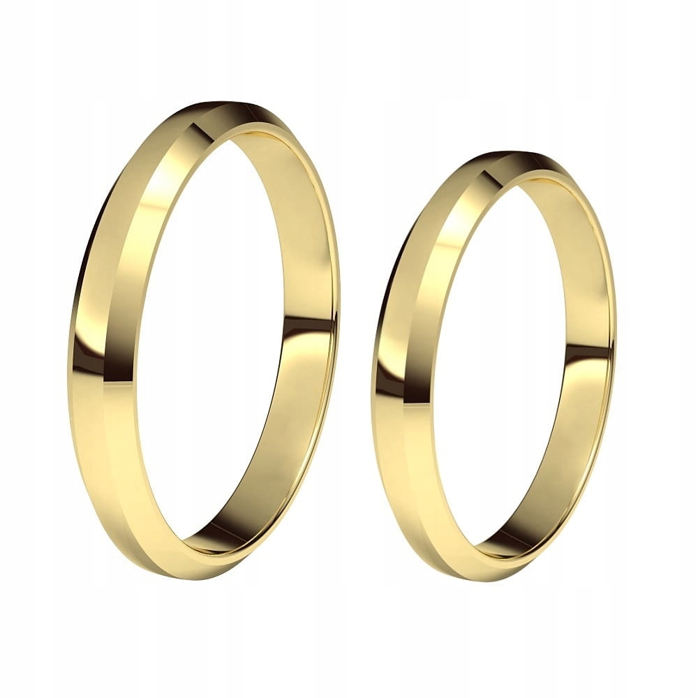 Zlaté svadobné obrúčky, ploché, skosené 3 mm, pr. 333