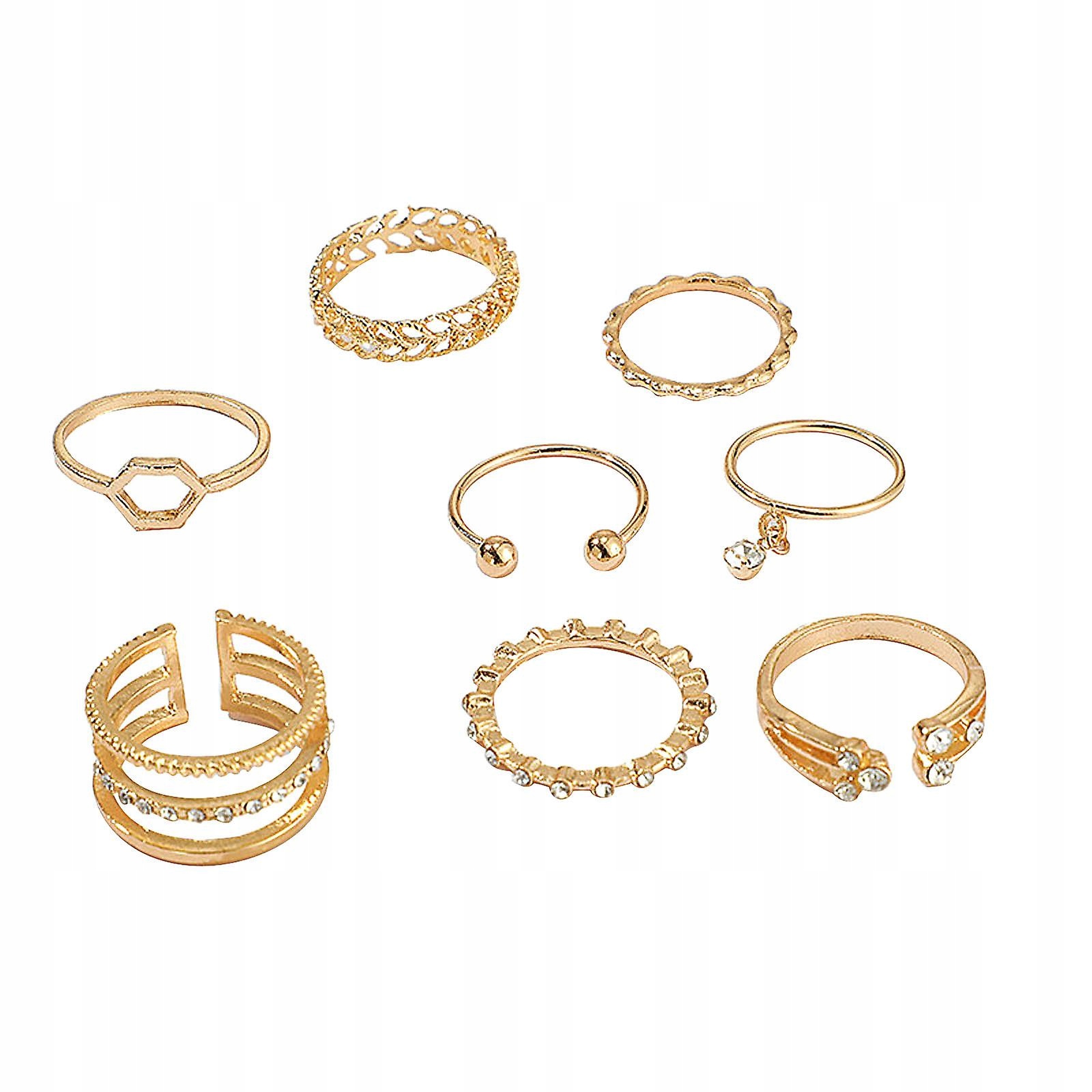 Gold-8pcs/Set Women Bohemian Vintage Gold Stack