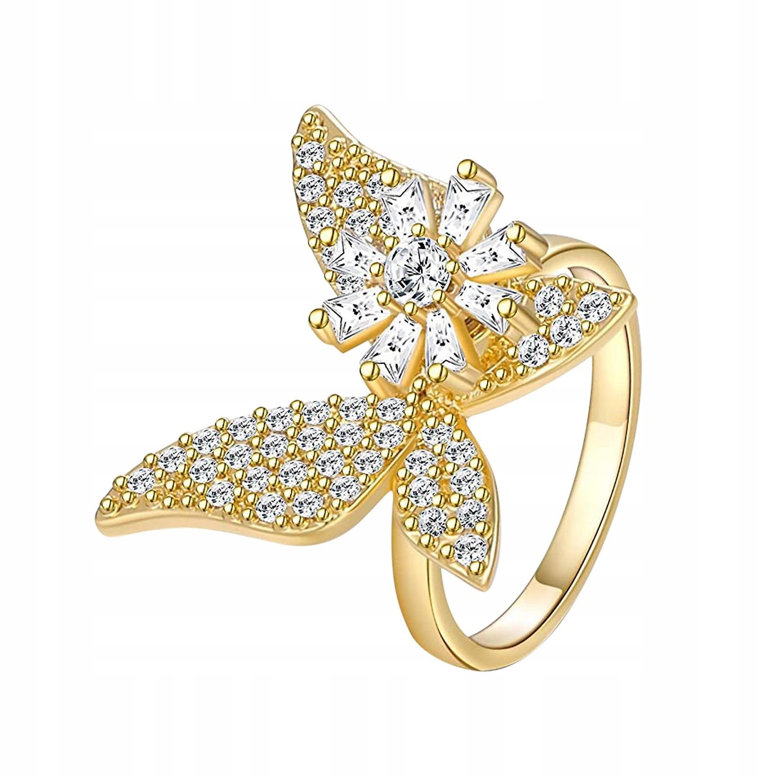 Gold-dam Fashion Diamond Butterfly Open Ring