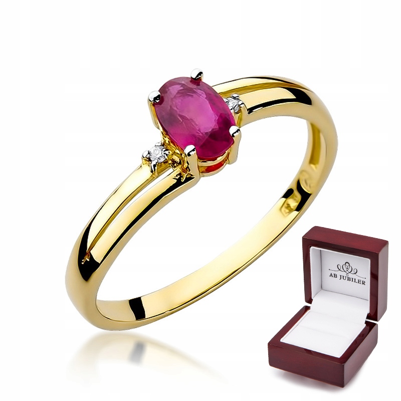 Zlato 14k rubinový prsteň 0,60Ct gravírovanie diamantov
