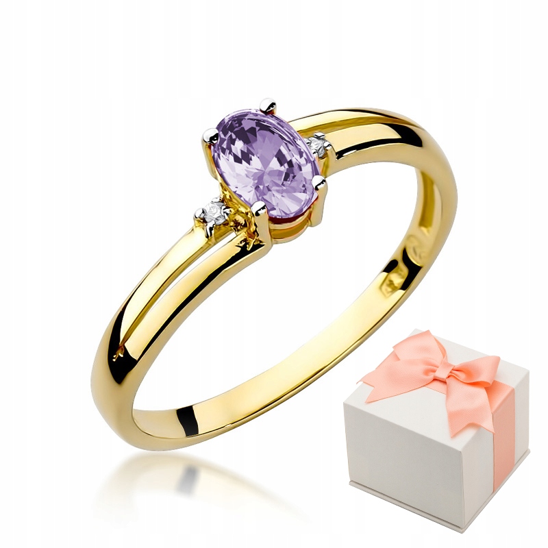 Zlatý 585 Tanzanit Diamond zásnubný prsteň