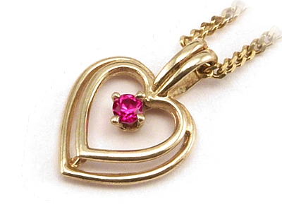 Golden 585 Pendant Heart Zircon Ruby. výška 24 hodín