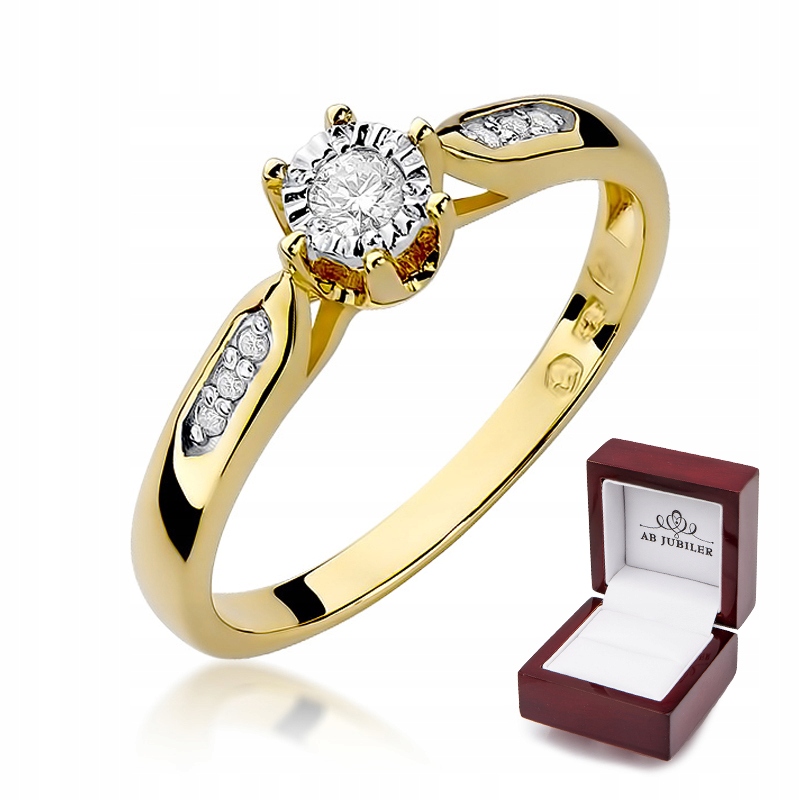 Zlatý elegantný 585 Diamond Diamond Ring 0.11ct