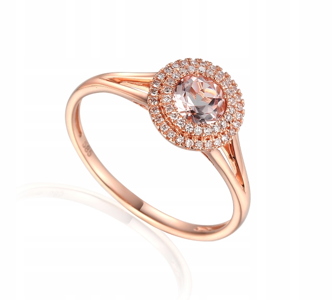 Zlatý elegantný prsteň z Morganitu a diamanty