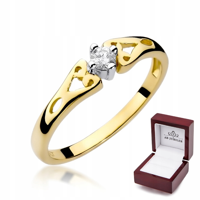 Zlatý elegantný zásnubný prsteň diamantu