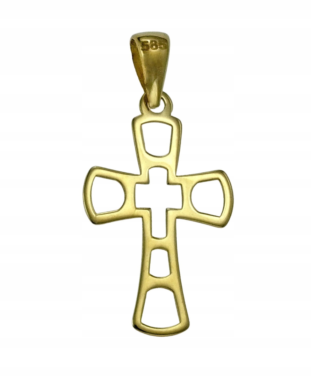 Zlatý hladký kríž Openwork - Vzorka 585