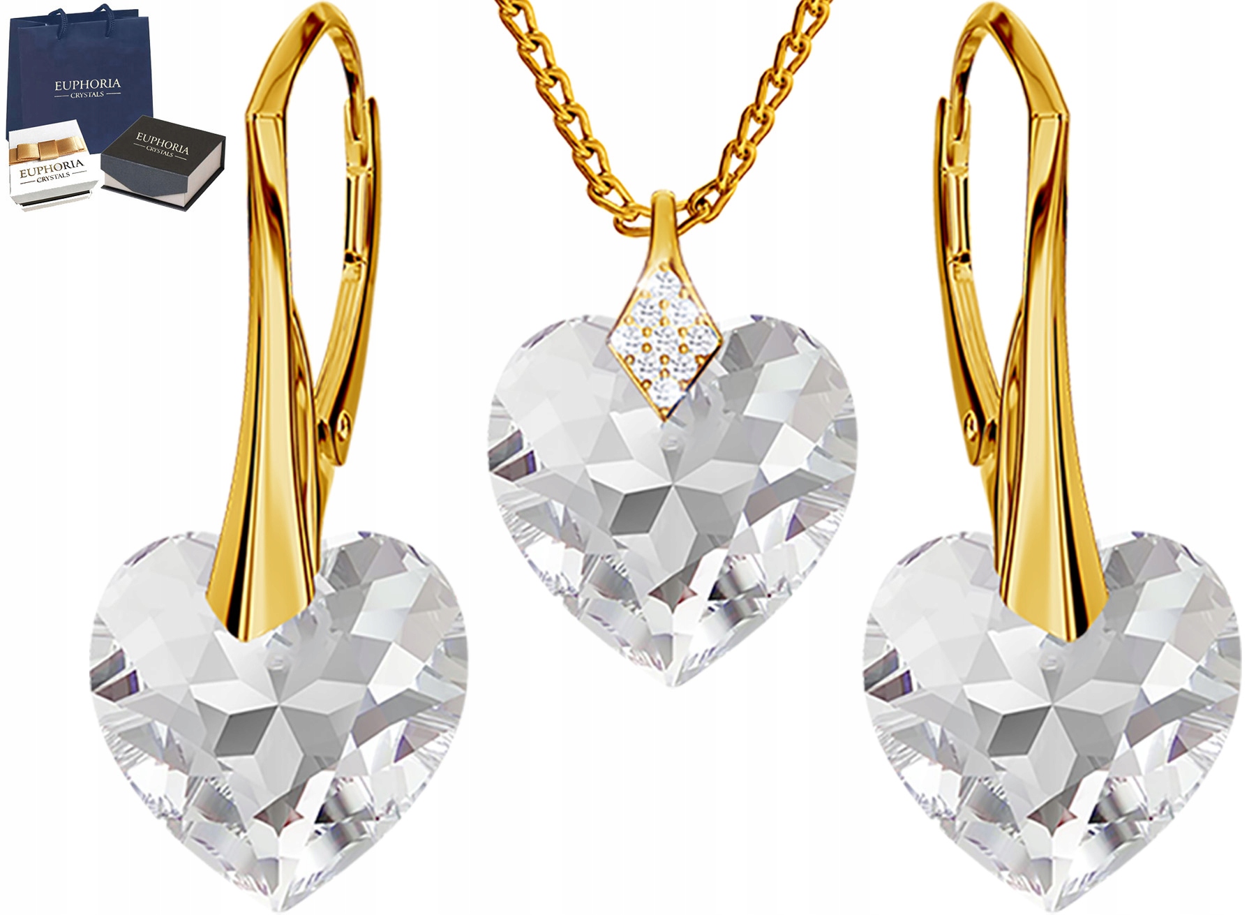 Zlatá súprava Zázračné srdcia Swarovski Silver 925