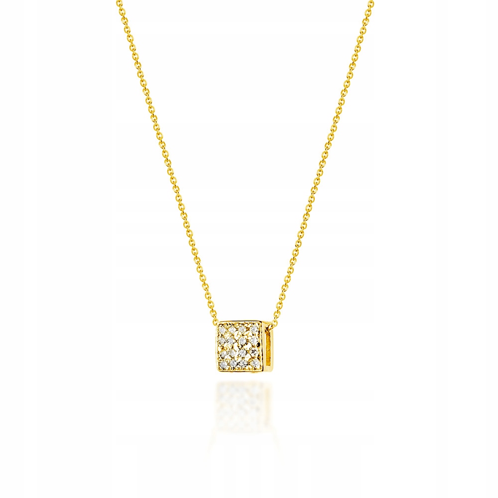 Zlatý náhrdelník PR585 Cube Diamond Gravírovanie