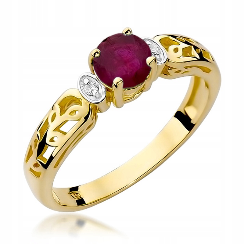 Zlatý prsteň s rubínom 0,60 ct + diamanty