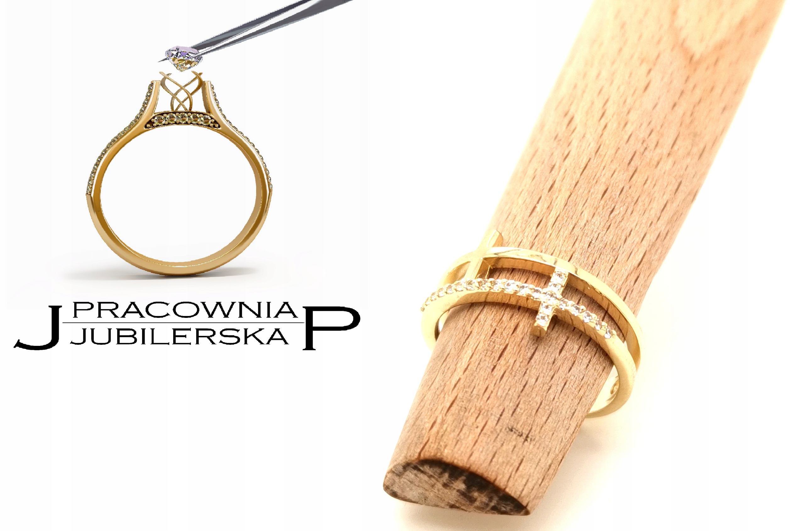 Zlatý prsteň 14 '(585) CROSS s bielymi zirkónmi