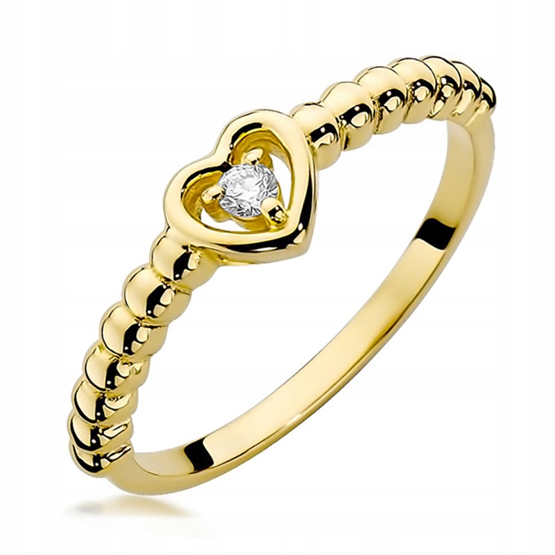 Zlatý prsteň 585 Srdce s diamantom 0,04Ct R25