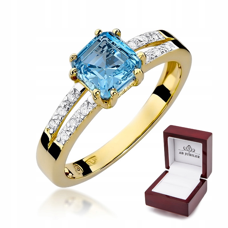 Zlatý prsteň 585 Topaz 0,70Ct Diamond Gravírovanie